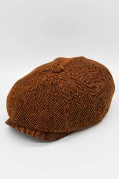 Erkek Balıksırtı Desen Peaky Blinders Kasket Şapka-Kiremit