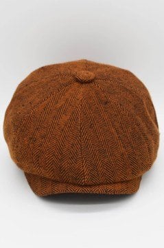 Erkek Balıksırtı Desen Peaky Blinders Kasket Şapka-Kiremit