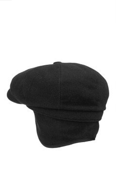 Siyah Erkek Yün Kasket Kulaklı Şapka Flat Cap