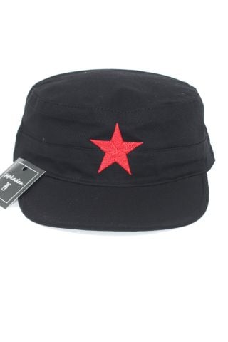 Yazlık Erkek Şapka Kastro Şapka Yıldız Nakışlı Siyah