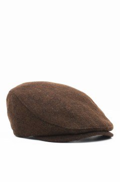 Erkek Şapka Kışlık Trend Flat Cap Yün Kasket Kahve