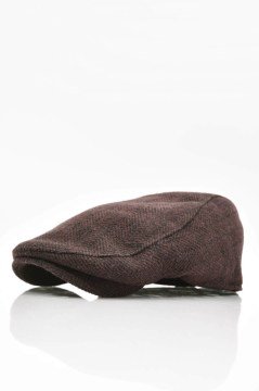 Erkek Yün Şapka Heritage Kışlık Kasket Flat Cap-Koyu Kahve