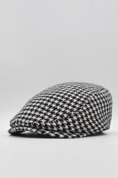Desenli Ekru Erkek Kasket Driver Şapka Flat Cap