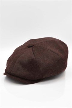 Erkek Şapka Kahve Yün Kasket Flat Cap
