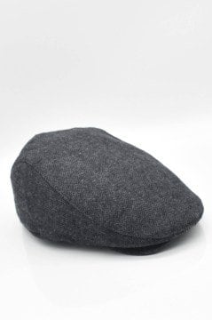 Erkek Kasket Balıksırtı Kışlık Flat Cap Yün Kasket