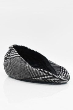 Erkek Kasket Yün Ekose Tartan Scotch Cap Şapka Antrasit