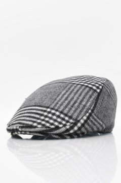 Erkek Kasket Yün Ekose Tartan Scotch Cap Şapka Antrasit