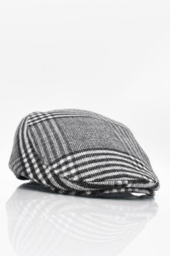 Erkek Kasket Yün Ekose Tartan Scotch Cap Şapka Antrasit