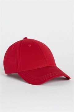 %100 Pamuk Erkek Şapka Metal Kilitli Gabardin Kep - Kırmızı