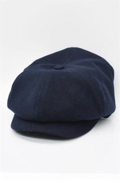 Lacivert Bayan Şapka Kadın Kasket Yün Flat Cap