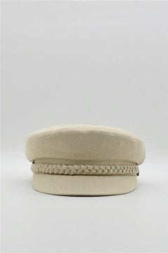 Erkek Şapka Driver Kasket Flat Cap Kaptan Şapkası-Bej