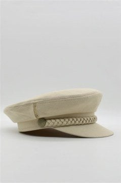 Erkek Şapka Driver Kasket Flat Cap Kaptan Şapkası-Bej
