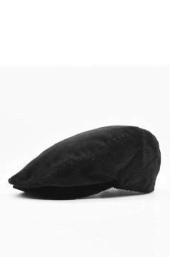 Erkek Kasket Kadife Siyah Şapka Flat Cap