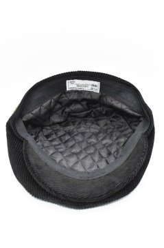 Erkek Kasket Kadife Siyah Şapka Flat Cap