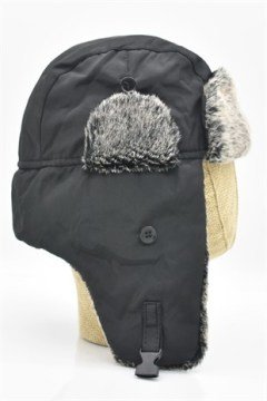 Şapka Siyah Kürklü Kışlık Avcılık Balıkçılık Outdoor Şapka