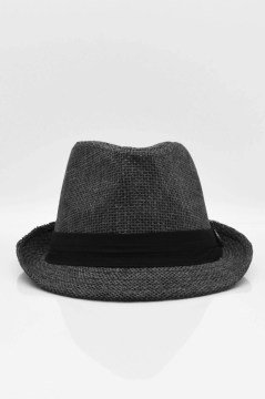 Kadın Hasır Fedora Şapka - Siyah
