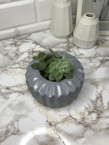 Geometrik Saksı Veya Mumluk Antrasit Hediyelik Saksılık Gri