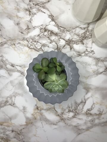 Geometrik Saksı Veya Mumluk Antrasit Hediyelik Saksılık Gri