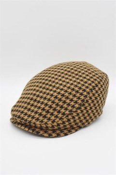 Desenli Camel Erkek Kasket Driver Şapka Flat Cap