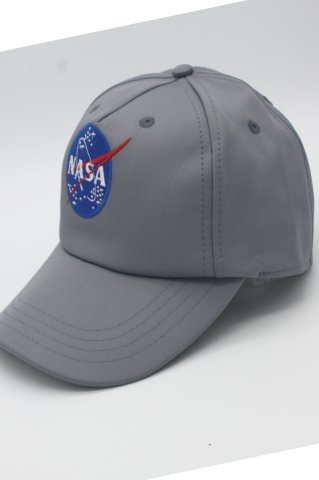 Nasa Desenli Gri Şapka Nakışlı Pamuklu Kep Nasa Şapka