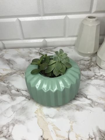 Geometrik Saksı Veya Mumluk Antrasit Hediyelik Saksılık Mint Yeşil