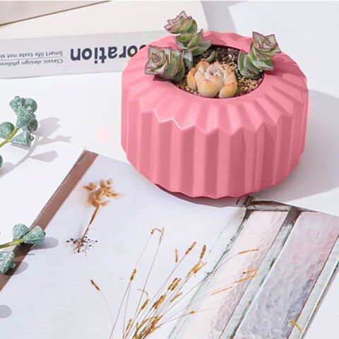 Geometrik Saksı Veya Mumluk Antrasit Hediyelik Saksılık Şeker Pembe