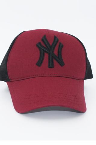 Ny Newyork Şapka Bordo Kep Fileli Şapka