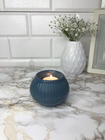 Tealight Mumluk Dekoratif Tealight Mumluk Petrol Mavi
