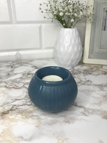 Tealight Mumluk Dekoratif Tealight Mumluk Petrol Mavi
