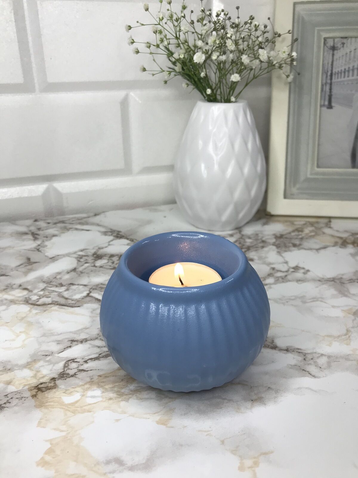 Tealight Mumluk Dekoratif Tealight Mumluk İndigo Mavi