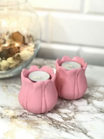 Tealight Mumluk Dekoratif Tealight Mumluk Pembe