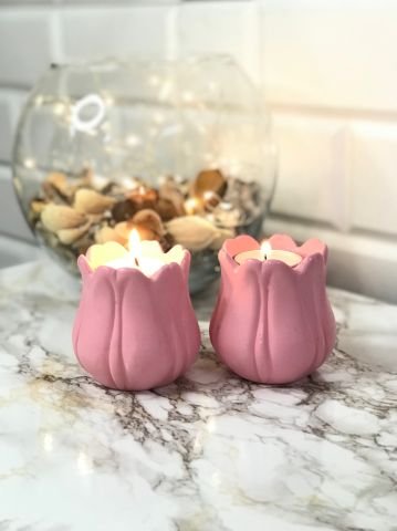 Tealight Mumluk Dekoratif Tealight Mumluk Pembe