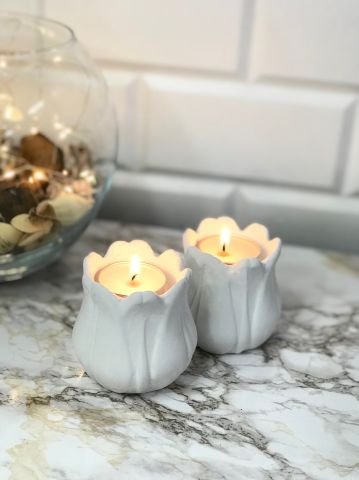 Tealight Mumluk Dekoratif Tealight Mumluk Beyaz
