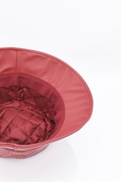 Suni Deri Bucket Şapka-Bordo