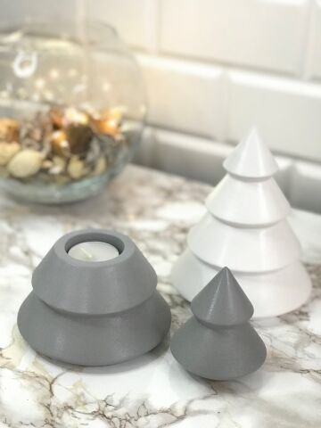 Dekoratif Yılbaşı Mumluk Tealight Mumluk Obje Biblo 2 Parça Gri
