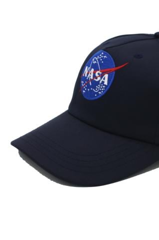 Nasa Desenli Şapka Lacivert Nakışlı Kep Lacivert Şapka Pamuklu