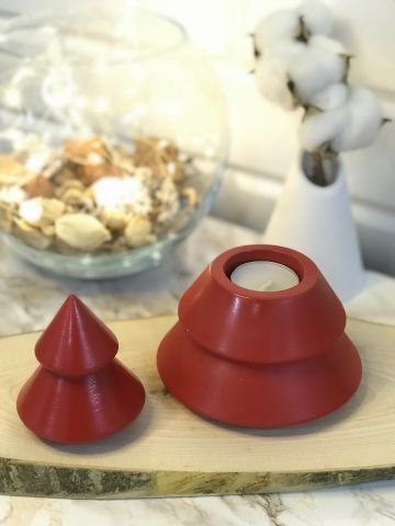 Dekoratif Yılbaşı Mumluk Tealight Mumluk Obje Biblo 2 Parça kırmızı