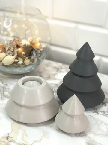 Dekoratif Yılbaşı Mumluk Tealight Mumluk Obje Biblo 2 Parça Bej