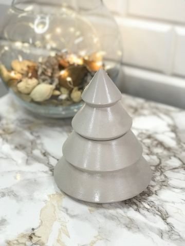 Dekoratif Yılbaşı Mumluk Tealight Mumluk Obje Biblo 2 Parça Bej