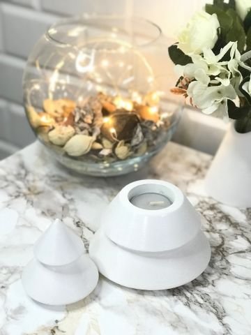 Dekoratif Yılbaşı Mumluk Tealight Mumluk Obje Biblo 2 Parça Beyaz