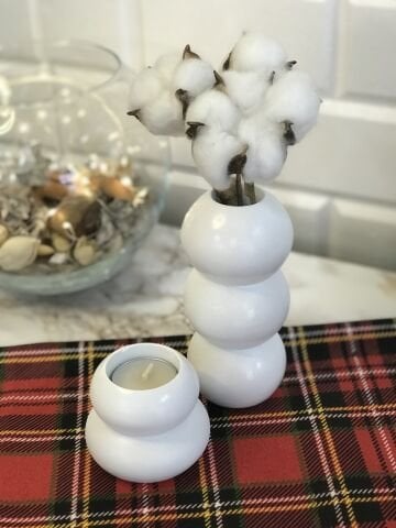 Tealight Mumluk Ve Vazo Seti 2'li Set Hediyelik Beyaz