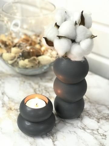 Tealight Mumluk Ve Vazo Seti 2'li Set Hediyelik Antrasit