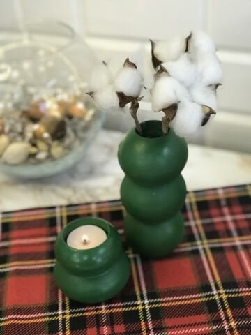 Tealight Mumluk Ve Vazo Seti 2'li Set Hediyelik Yeşil