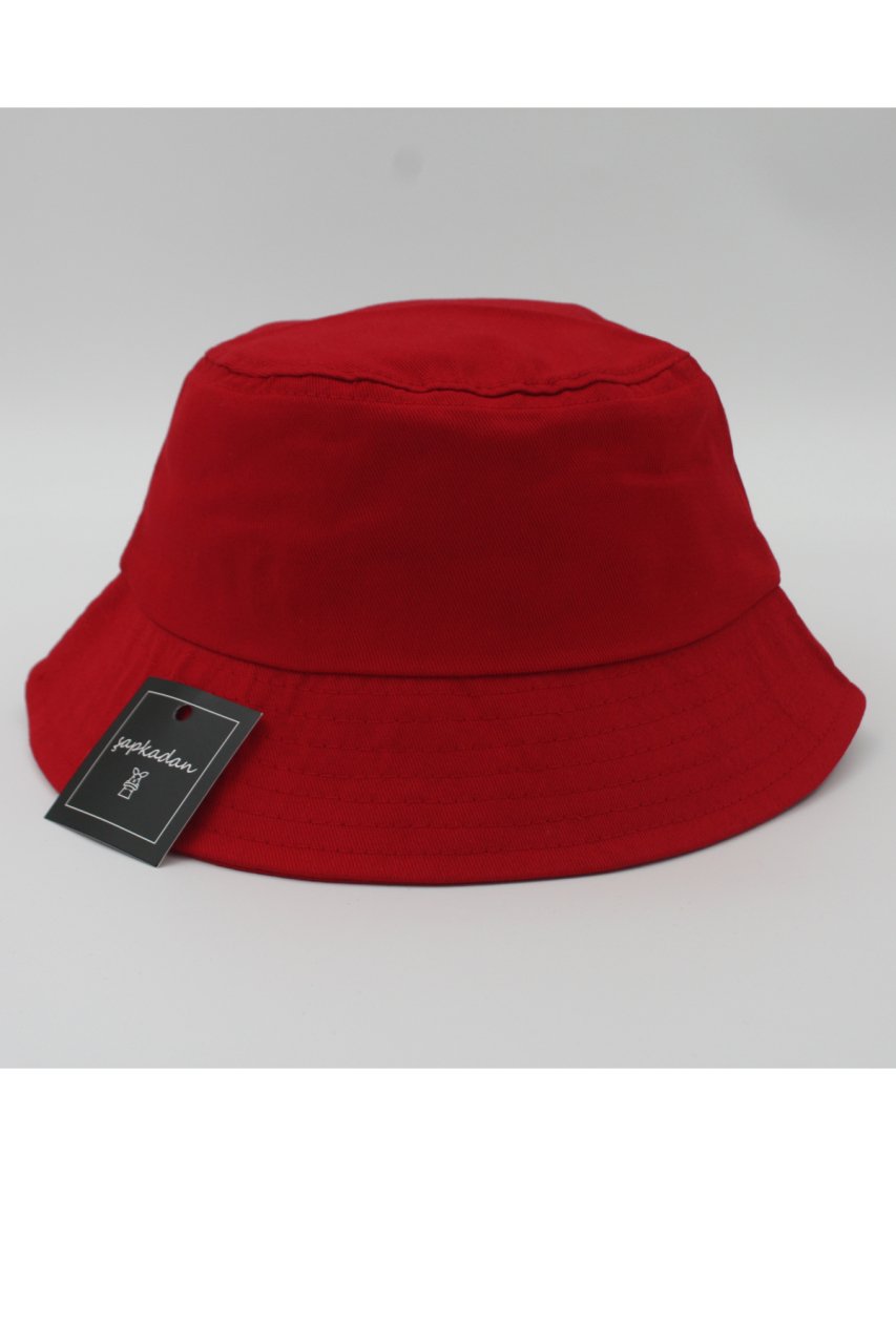 Kırmızı Bucket Şapka Kadın Bucket Şapka Kırmızı Kova Şapka