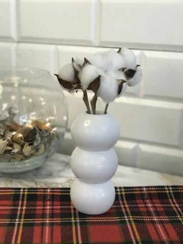 Hediyelik Vazo 14 cm Polyester Döküm Dekoratif Vazo Beyaz