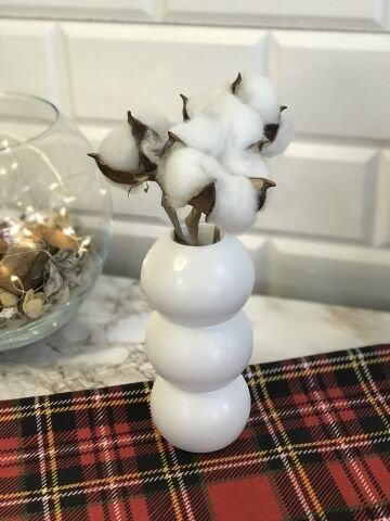 Hediyelik Vazo 14 cm Polyester Döküm Dekoratif Vazo Beyaz