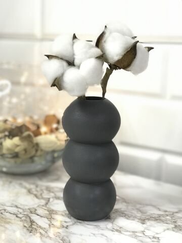 Hediyelik Vazo 14 cm Polyester Döküm Dekoratif Vazo Antrasit
