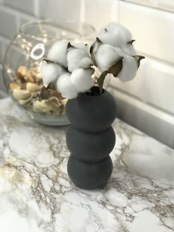 Hediyelik Vazo 14 cm Polyester Döküm Dekoratif Vazo Antrasit