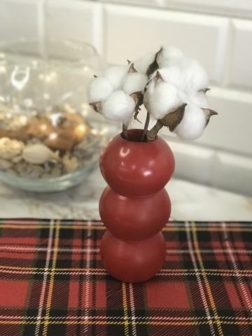 Hediyelik Vazo 14 cm Polyester Döküm Dekoratif Vazo Kırmızı