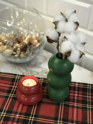 Hediyelik Vazo 14 cm Polyester Döküm Dekoratif Vazo Yeşil